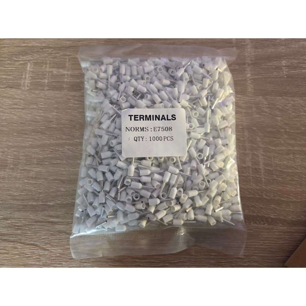 1000 Pcs E7508 Insulated Wire Ferrule Terminals 20AWG White Electrical Connector